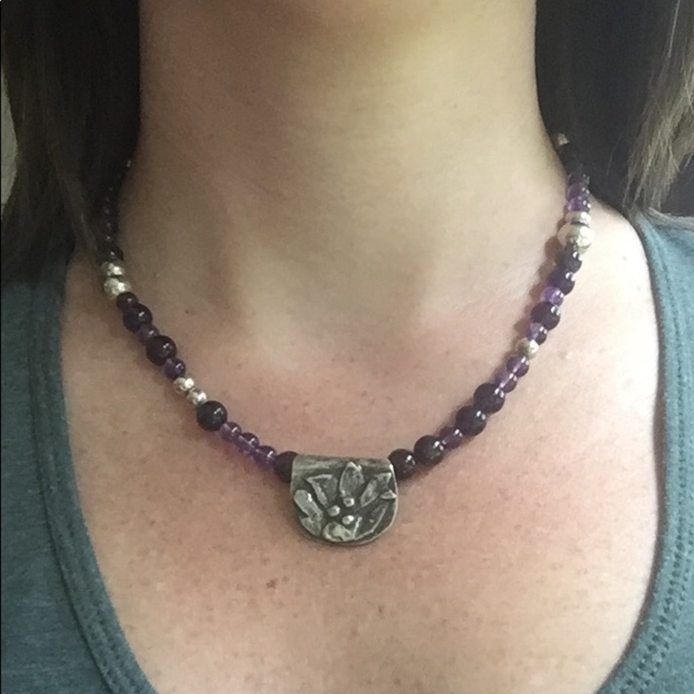 Amethyst and Silver Bead Necklace